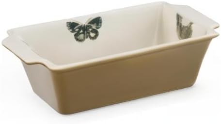 Portmeirion Botanic Garden Harmony Large Loaf Pan (11" x 5.5") - Porcelain Bakeware with Bee Motif, Farmhouse Style Kitchenware - Oven, Freezer, Microwave, & Dishwasher Safe (Moss Green)