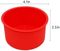 Silicone Cake Mold Baking Pan Round 4 Inch Non-Stick Bakeware Pan Reusable Cake Pan, Red, Set of 6