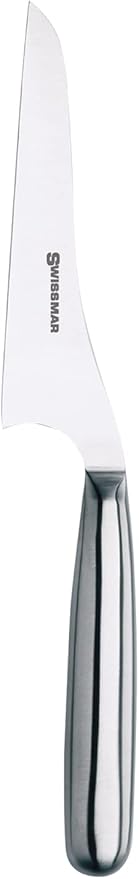 Swissmar Stainless Steel Hard Rind Cheese Knife – 10-Inch Knife with Raised Handle & Sharp Point – One-Piece Design for Gruyere, Parmesan & Romano – Hollow Handle, Dishwasher Safe, Gift Boxed