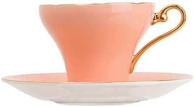 Aynsley Handpainting Colored Glaze Lily of the Valley Corset Fine Bone China English Tea Cup and Saucer Set, 6.1 oz (Orange)