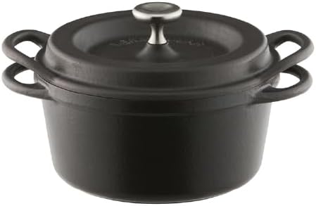 Vermicular Oven Pot | Non-Toxic Enameled Cast Iron Pot | 14cm (0.9 Qt) | Oven-safe | Induction-compatible | Dutch Oven | Made in Japan | Serves 1 | Matte Black