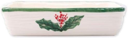 Vietri Old St. Nick Rectangular Baker w/Chef, Christmas Oven Baking Dish Earthenware Bake/Serve Pan