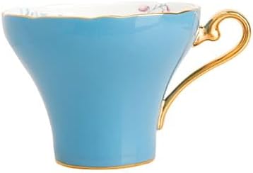 Aynsley Handpainting Colored Glaze Lily of the Valley Corset Fine Bone China English Tea Cup and Saucer Set, 6.1 oz (Turq)