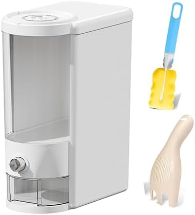 25 Lbs Rice Container with Measuring Cup, Upgraded Built-in Fresh Box, Cereal Dispenser Storage with Lids for Home Kitchen Pantry Rice Soybean Corn And large grain grains-White