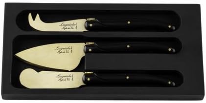 Laguiole Style de Vie Cheese knives Prestige Line, 3 pieces, Gold stonewashed