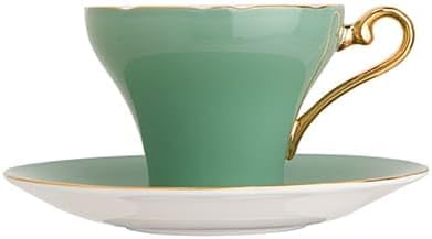 Aynsley Handpainting Colored Glaze Lily of the Valley Corset Fine Bone China English Tea Cup and Saucer Set, 6.1 oz (Green)