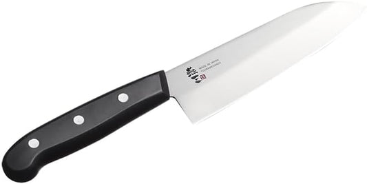 Japanese Chef Knife, 6" Small Santoku by Enzo, Hand Forged, Tsubame Sanjyo Stainless Steel, Light Weight and Versatile, Wear/Corrosion Resistance, 10.6" Total Length