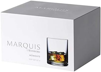 Waterford Marquis Personalized Moments Double Old Fashioned Glasses, Set of 4 Custom Engraved Crystal Whiskey/Rocks Glasses for Bourbon, Scotch, Liquor, Home Bar Accessories