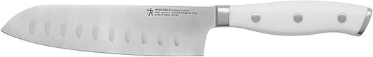 HENCKELS Forged Accent Razor-Sharp Hollow Edge Santoku Knife 5 Inch, White Handle, German Engineered Informed by 100+ Years of Mastery