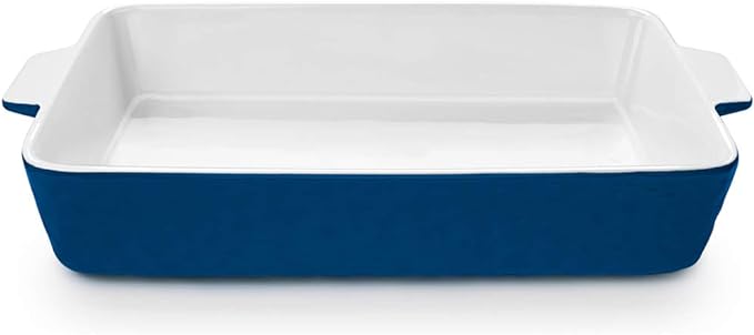 4 QT Baking Dish, Casserole Dishes for Oven, 9x13 Baking Pan with Handles, Lasagna Pan Deep, Ceramic Casserole Dish Oven Safe for Baking, Lasagna, Kitchen, Wedding Gift (Dark Blue)
