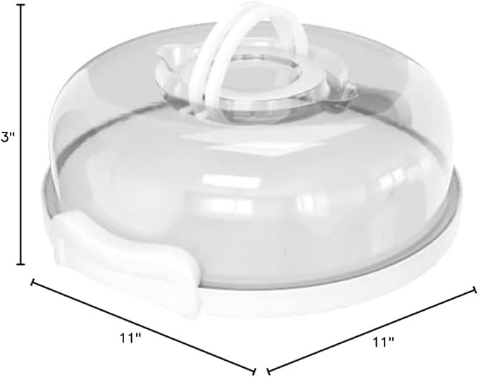 Pie, Cheesecake Carrier for up to 10 in x 4 1/2 in cake. Two Sided Fashionable Stand Doubles as Five Section Serving Tray Perfect Taker Caddie for Travel (White)