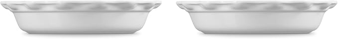 Le Creuset Stoneware Set of 2 Heritage Fluted Pie Dish, 9", White