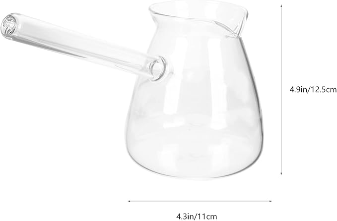 Angoily Turkish Coffee Pot Glass Milk Warmer Pot Mini Saucepan Soup Butter Warmer Chocolate Melting Small Cookware For Heating Smaller Liquid Portions 450ml