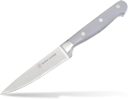 3.5 Inch Paring Knife – Essential High Carbon Stainless Steel, Razor-Sharp, Multipurpose Small Kitchen Knife, Ergonomic Handle, Perfect for Precision Tasks, Sleek Gray Design