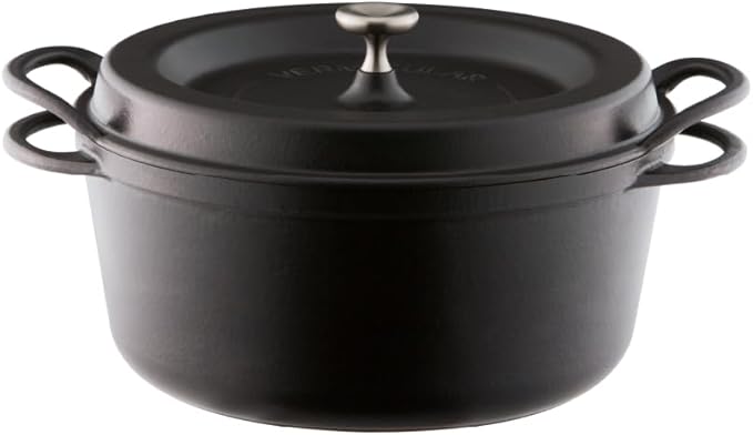 Vermicular Oven Pot | Non-Toxic Enameled Cast Iron Pot | 26cm (5.3 Qt) | Oven-safe | Induction-compatible | Dutch Oven | Made in Japan | Serves 5-6 | Matte Black