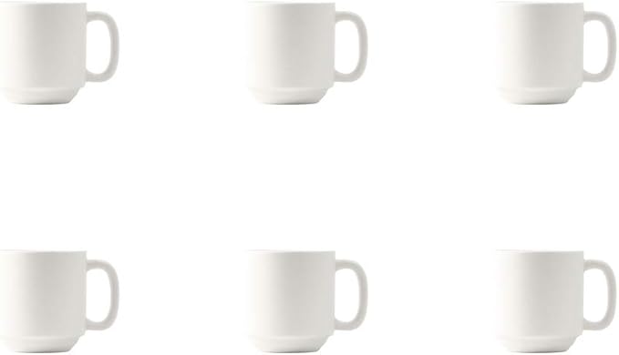 Zion Matte White 11-Ounce Mug, Set of 6, White; Heavy Duty; Chip Resistant; Lead and Cadmium Free; Freezer to Oven Safe up to 500°F