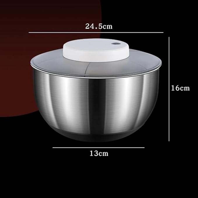 4.5L Stainless Steel Electric Salad Spinner | USB Rechargeable | Smart Start & Auto-Stop | Kitchen Veggie & Fruit Washer/Dryer