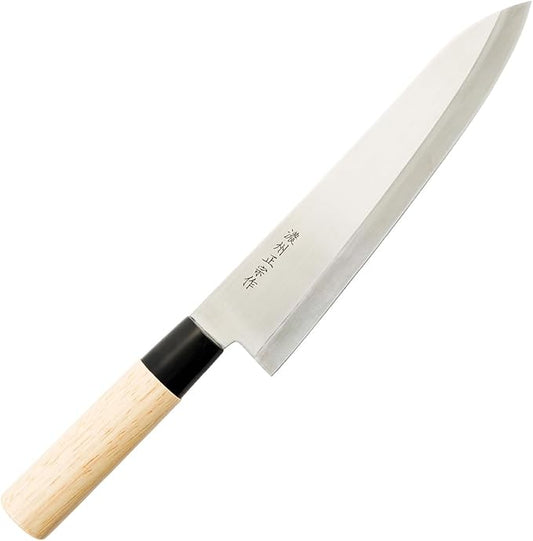Chef Knife, 8.2 Inch Japanese knife, 濃州正宗作, Stainless steel, plain wood Handle, Kitchen knife, HOUCHO