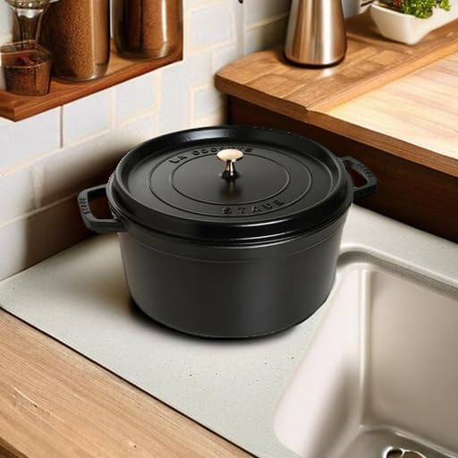 Staub 1103425 Black Cast Iron 13.25 Qt. Round Cocotte