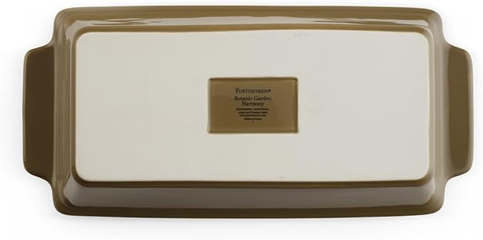 Portmeirion Botanic Garden Harmony Large Loaf Pan (11" x 5.5") - Porcelain Bakeware with Bee Motif, Farmhouse Style Kitchenware - Oven, Freezer, Microwave, & Dishwasher Safe (Moss Green)