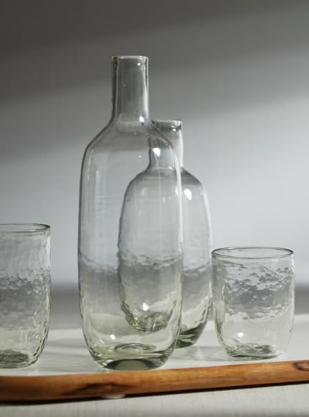 Set of 4 Hammered Highball Glasses 3.25 x 4.25 Inch, Modern Textured Drinkware for Cocktails, Water, or Everyday Use