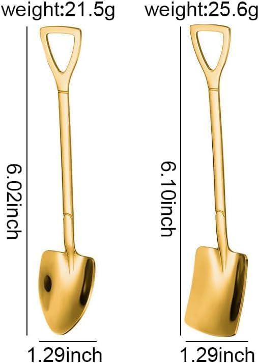 Golden Shovel Spoons for Desserts Coffee Tea Shovel Spoon Set Grapefruit Spoons Set of 2 Flat Watertermelon Ice Cream Spoons Gifts for Ice Cream Lovers House Warming Gifts for New Home Couples