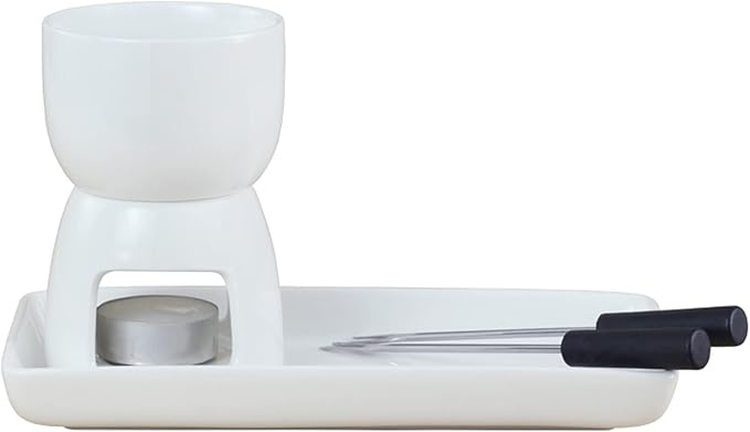 Butter Heater Ceramic Butter Warmer Set Melt Hot Pot Bowl, Italian Style for Cheese Chocolate Butter Caramel, White Ceramics Chocolate Melting Oven