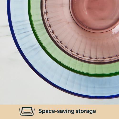 Pyrex Colors Tinted (3-Pack) Sculpted Tinted Unlidded Small/Medium/Large Glass Mixing Bowls, Nesting Space Saving Set of Bowls For Prepping and Baking, 1.3QT, 2.3QT & 4.5QT