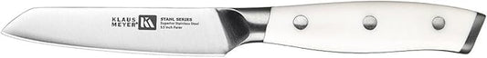 Stahl 3.5 inch Paring Knife High Carbon Exclusive German Steel Fruit Knife, Small Kitchen Knife with Ergonomic Handle (White)