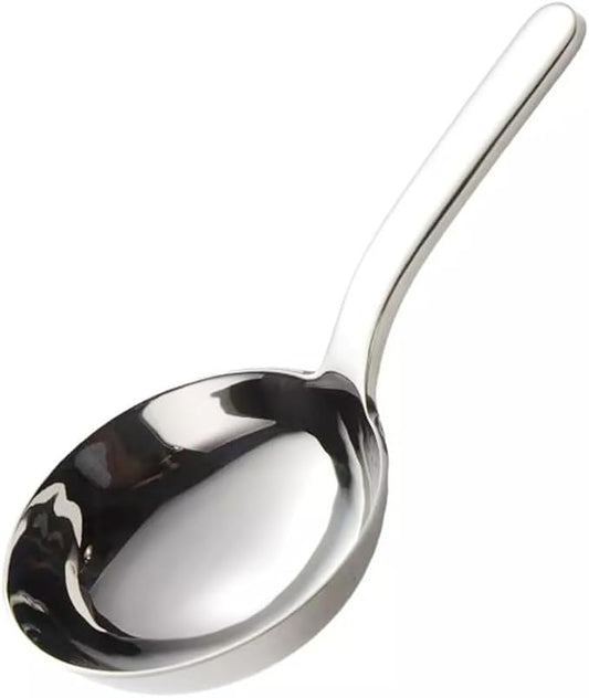 Stainless Steel Ladle, Korean Style Wide Serving Spoon, 3.25 inch wide, 1 Inch Deep, 7 Inch Length, Mukbang Style, 304 Stainless Steel, 18/10, Korean Mukbang, Ramen