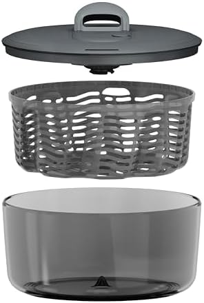 Zyliss Easy Spin Salad Spinner - Fruit & Veggie Dryer - Produce Spinner & Cleaner for Salad Prep - Dishwasher-Safe Kitchen Essential - Non-Slip Bowl with Pull Handle - Grey Easy Spin Large