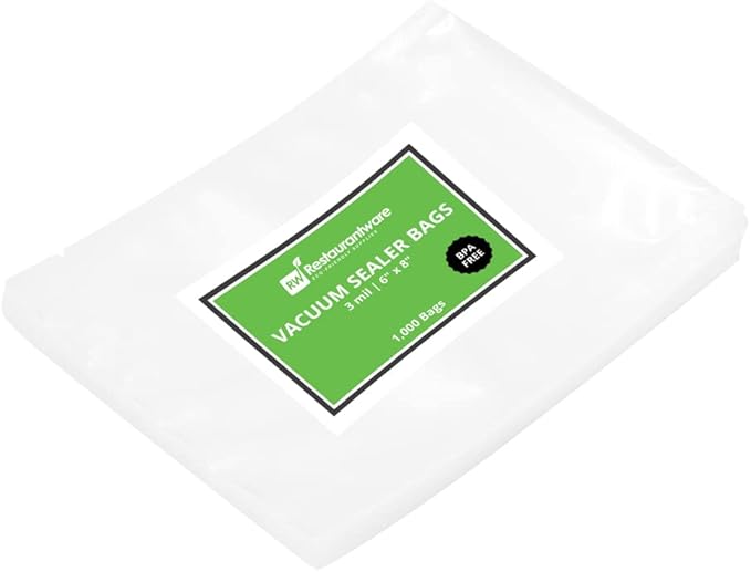 Restaurantware Fresh Hero 6 x 8 Inch Vacuum Sealer Bags 100 Food Storage Bags - 3 mil Thick Microwavable Clear Plastic Sous Vide Bags Freezable For Storing Food Or Sous Vide Cooking