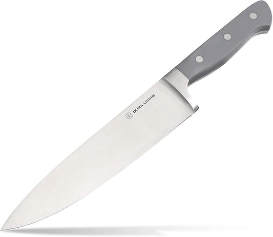 8 Inch Professional Chef Knife – High Carbon Stainless Steel, Razor-Sharp, Versatile Cooking & Cutting Kitchen Knife, Ergonomic Handle, Sleek Gray Design