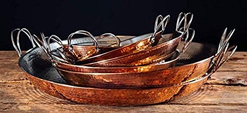 Sertodo Copper Alicante Paella Cooking Pan | 6 inch diameter |Patented Stainless Steel Handle Design| Hand Hammered, Heavy Gauge, 100% Pure Copper | Ideal for Cooking or Serving Side Dishes in Style