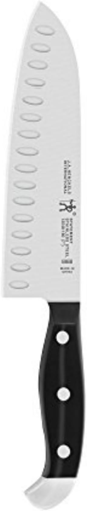 HENCKELS Statement Razor-Sharp Hollow Edge Santoku Knife 7-inch, German Engineered Informed by 100+ Years of Mastery, Black/Stainless Steel