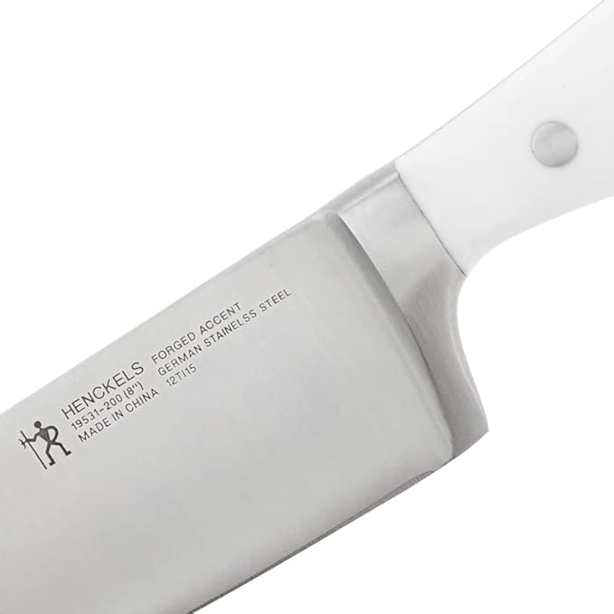 HENCKELS Forged Accent Razor-Sharp 8-inch Chef Knife, White Handle, German Engineered Informed by 100+ Years of Mastery