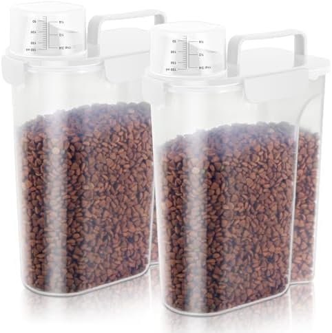 Cat Dog Food Storage Container,Pet food Container with Locking Lids Food Storage bin PBA-Free,For Pet food,Rice,cereals Storag (White)