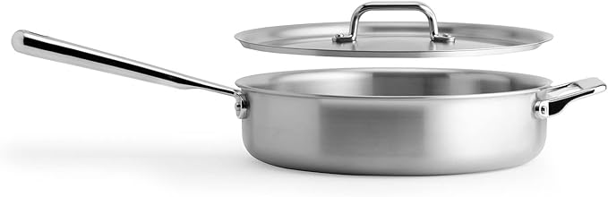 Misen 5-Ply Stainless Steel Cookware Set - Versatile, Dishwasher Safe - 5-Piece Set - 10" Skillet, 3 QT Saute Pan + Lid, 3 QT Saucier + Lid