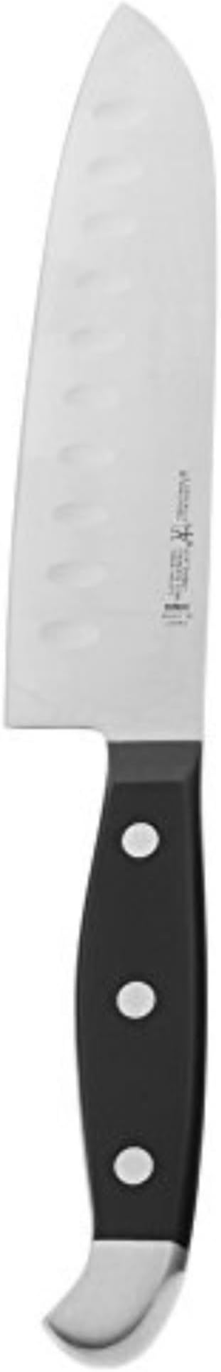 HENCKELS Statement Razor-Sharp Hollow Edge Santoku Knife 5 inch, German Engineered Informed by 100+ Years of Mastery, Black/Stainless Steel