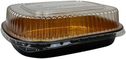 Small Black and Gold Pan with Dome Lid | 100 Sets Big Pans with Dome Lids | Durable & Versatile Pans with Dome Lids Serving Foods Hot Meals Baking Desserts BBQs Catering
