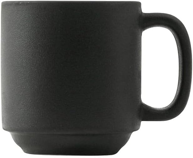 Zion Graphite Black 11-Ounce Mug, Set of 6, Black; Heavy Duty; Chip Resistant; Lead and Cadmium Free; Freezer to Oven Safe up to 500°F