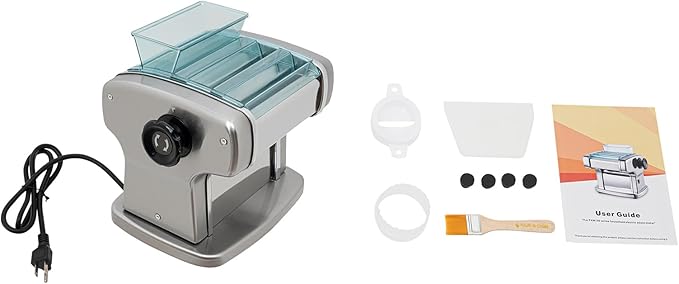 Electric Pasta Maker Machine, Automatic Noodle Maker with 9 Thickness Settings, Stainless Steel Dough Sheeter & Roller for Home, DIY Spaghetti, Lasagna