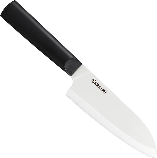 KYOCERA INNOVATIONwhite 5.5" Ceramic Santoku Knife - White Z212 Blade with Non-Slip Black Handle
