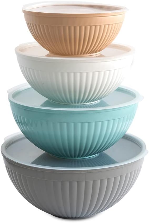Nordic Ware Prep and Serve Mixing Bowls Set, 8-Piece, Earth-Tones