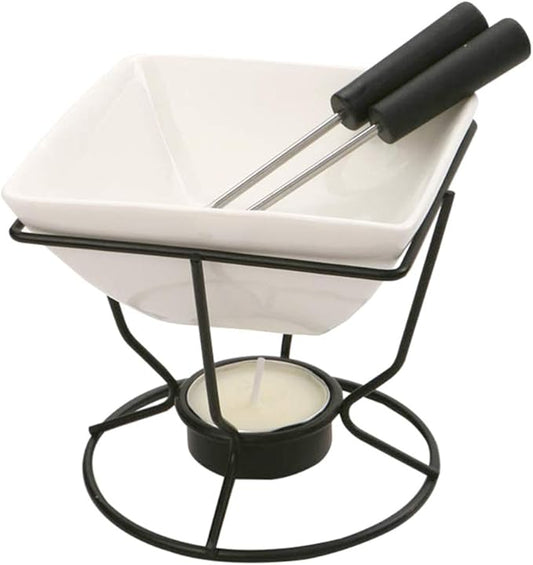 YARNOW 1 Set of Ceramic Butter Warmer Fondue Pot with Tealight Candle Chocolate Melt Pot Butter Cheese Melt Hot Pot for Cheese Chocolate