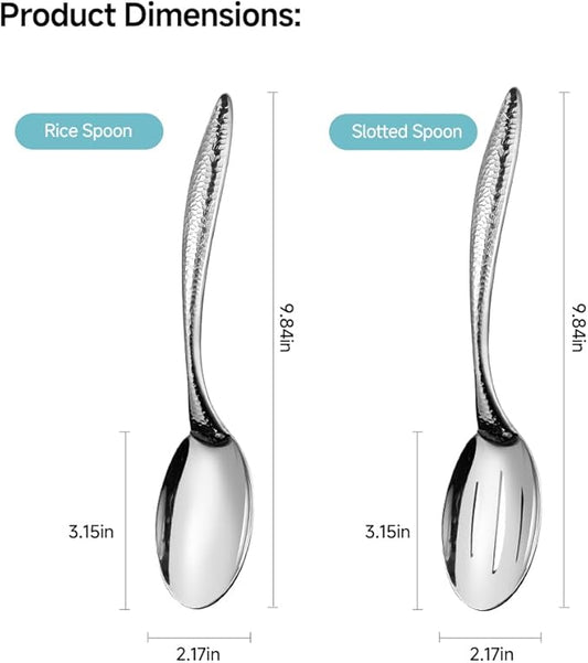 Stainless Steel Serving spoons set with Slotted Spoon.Serving Spoon and Perforated Spoon kitchen cooking serving utensils set