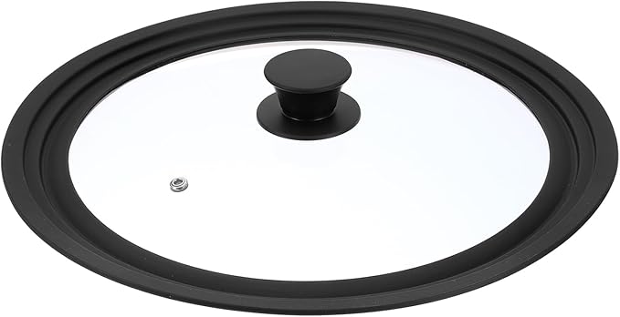 uxcell 1Pcs Universal Lid for Pot Fit 11, 12, 12.5 Inch Diameter Cookware, Replacement Pan Lids with Heat Resistant Silicone Rim, Steam Vent Pan Lid for Pots, Frying Pans, Skillets, Black