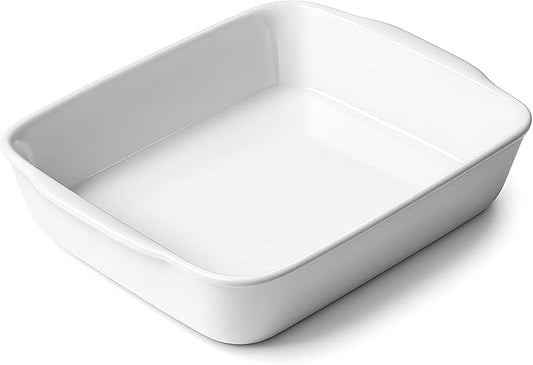 1.2 QT Ceramic Baking Dish, White Casserole Dish,Lasagna Pan for Oven, Bakeware for Baking, Kitchen Decor, Microwave Oven Safe, Dinner Party (7.1" x 9.1")