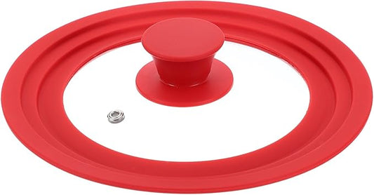 uxcell 1Pcs Universal Lid for Pot Fit 6.5, 7, 8 Inch Diameter Cookware, Replacement Pan Lids with Heat Resistant Silicone Rim, Steam Vent Pan Lid for Pots, Frying Pans, Skillets, Red
