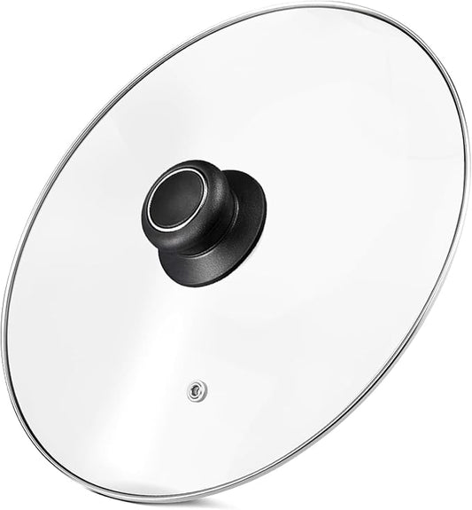 12 Inch Pan Lid - Glass Lids For 12" Cast Iron Skillet, Frying Pan, Wok, Pot Fry Pan And Dutch Ovens - Designed With Steam Vent Hole